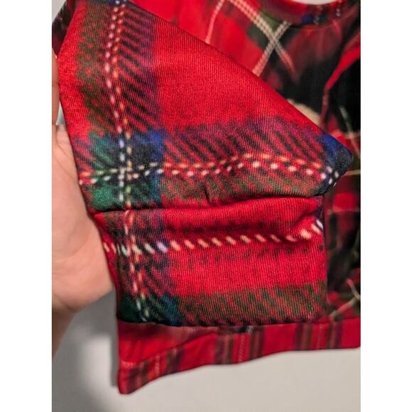 Red Plaid Christmas Cat Adults Sweatshirt Size M - Picture 3 of 6